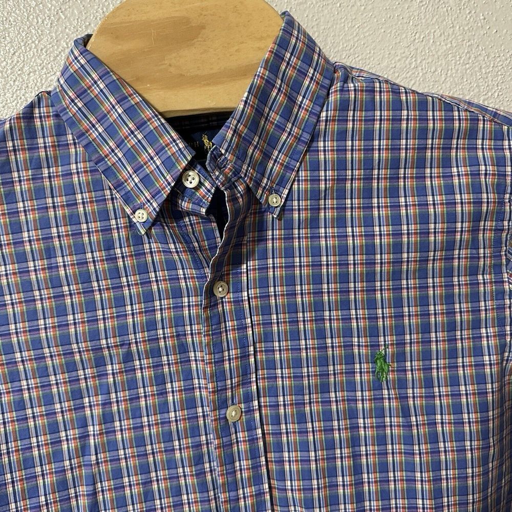 Ralph Lauren Men's Size Medium Blue Plaid Long Sleeve Button Down Shirt